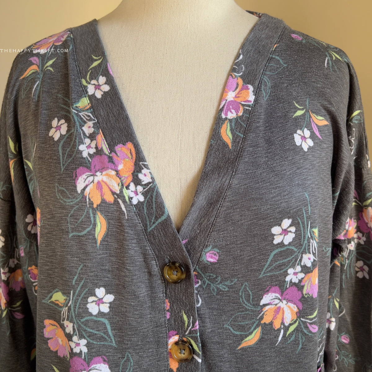 Floral Printed Button Down Sweater