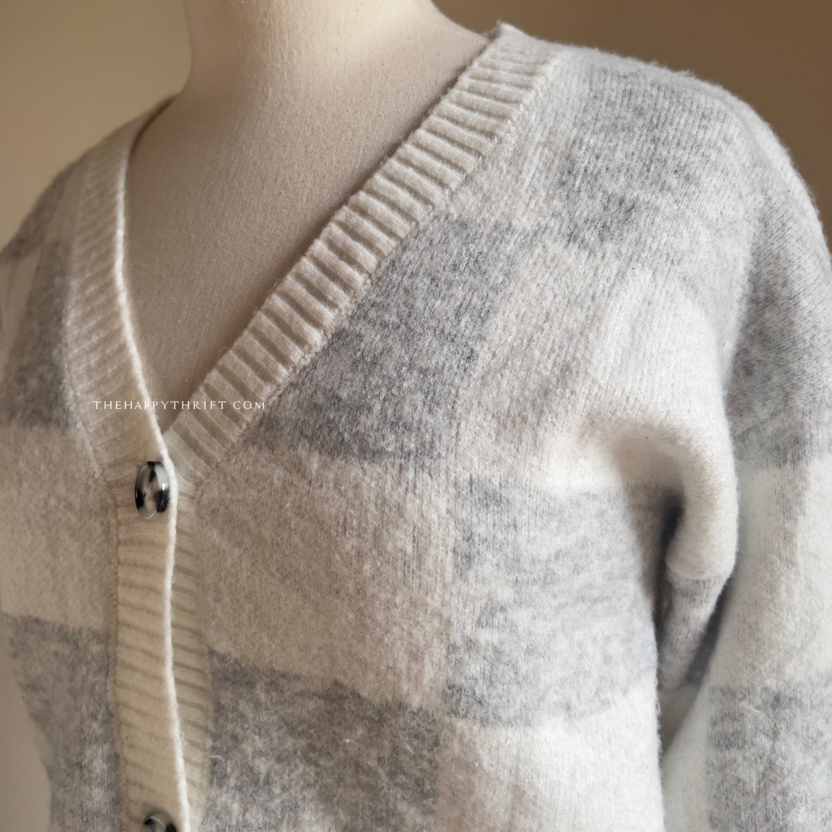 Grey & White Check Sweater