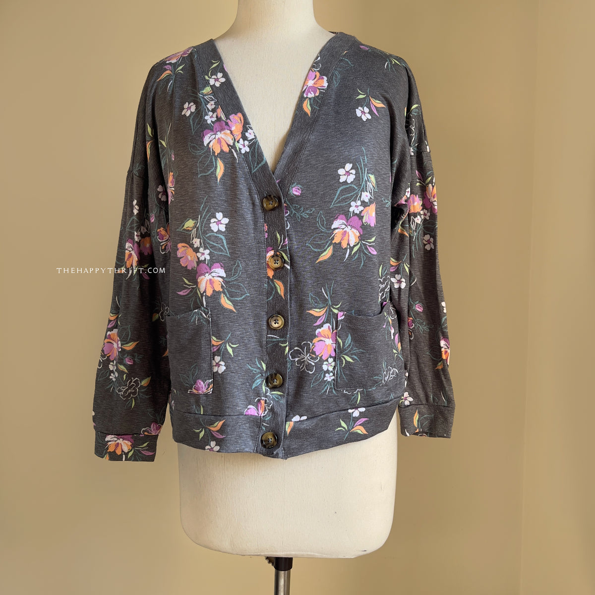 Floral Printed Button Down Sweater