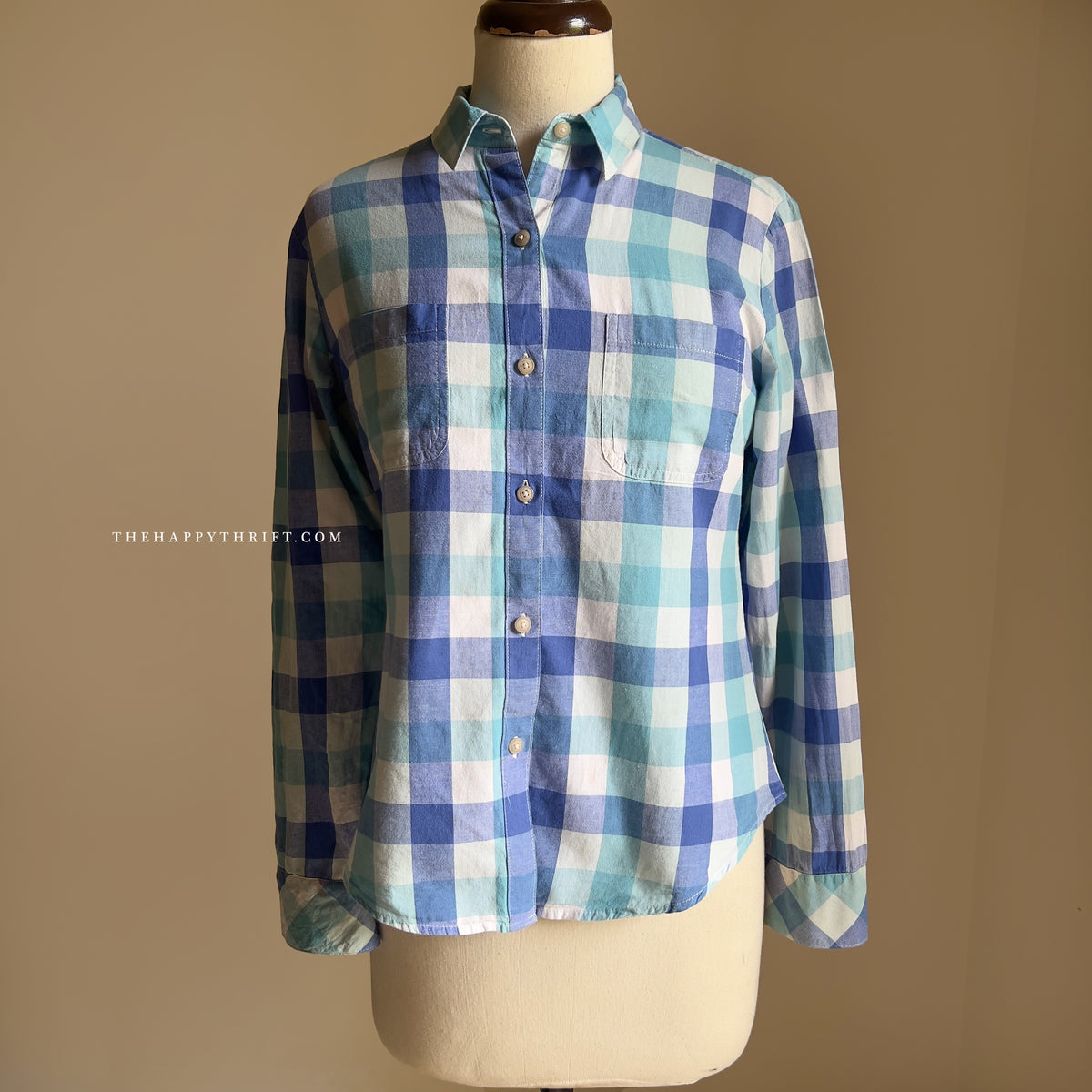 Printed Check Button Down Top