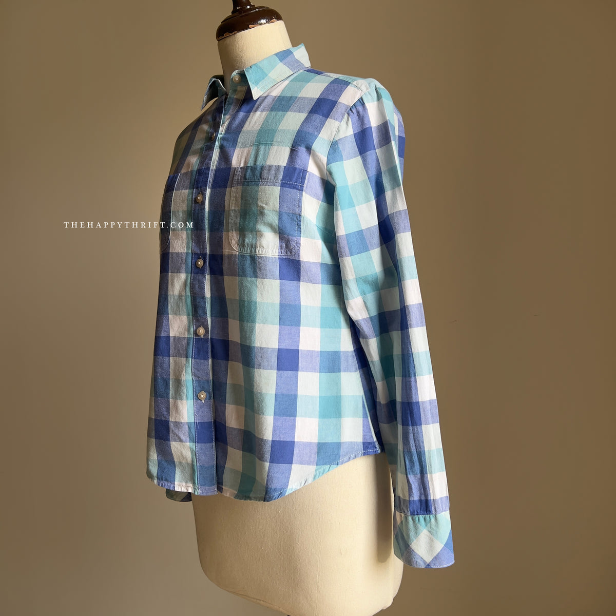 Printed Check Button Down Top
