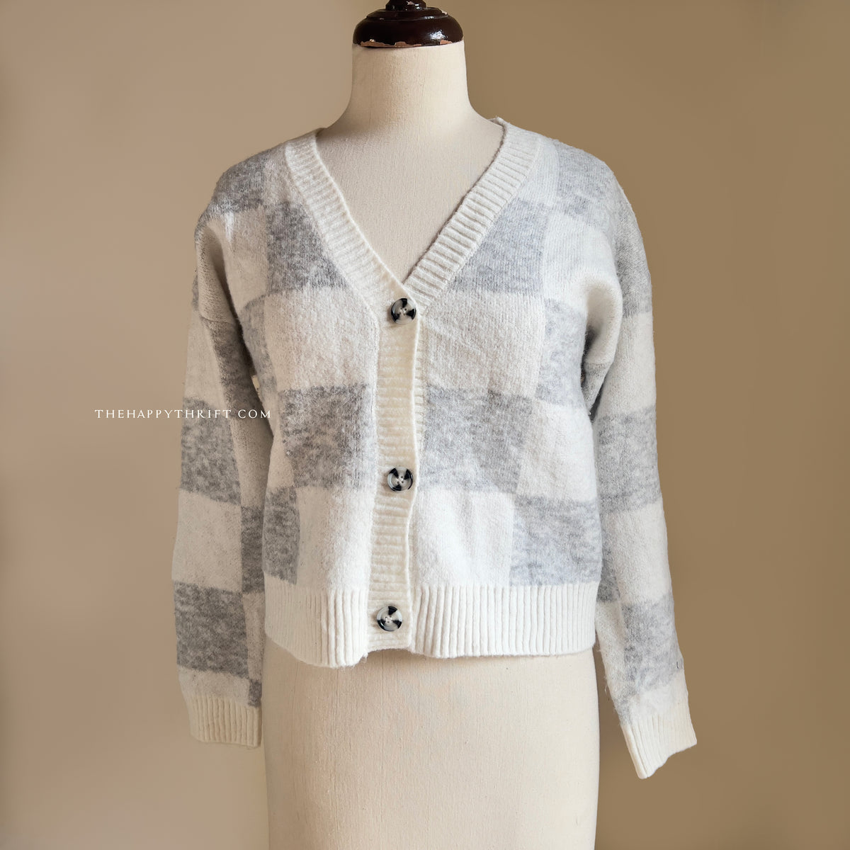 Grey & White Check Sweater